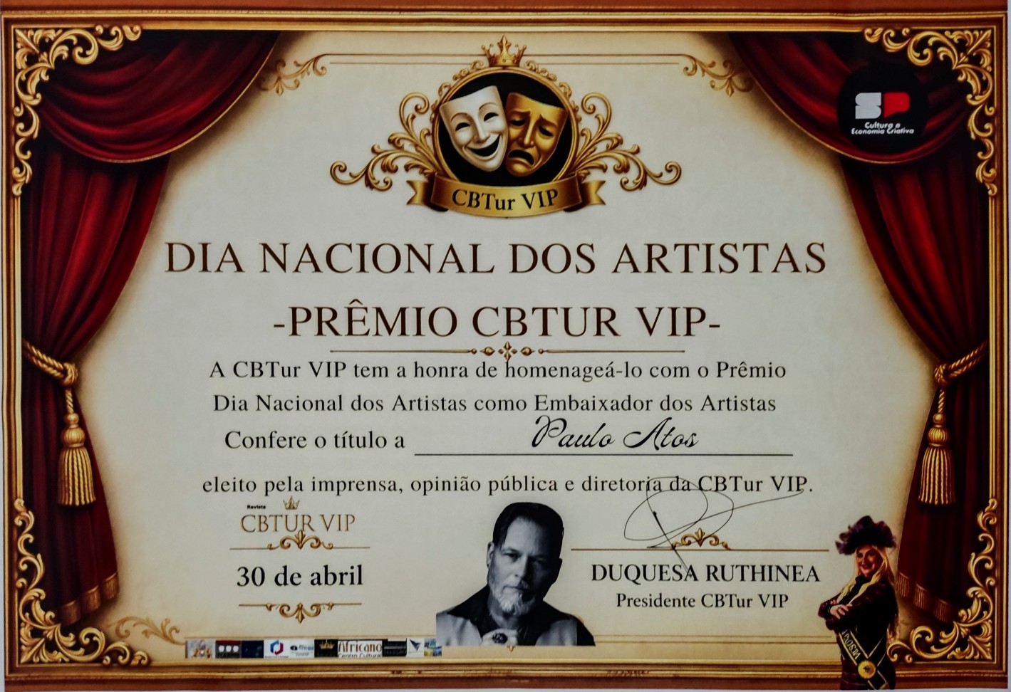 De Samambaia para o Brasil: Paulo Atos conquista título de Embaixador dos Artistas, prêmio nacional